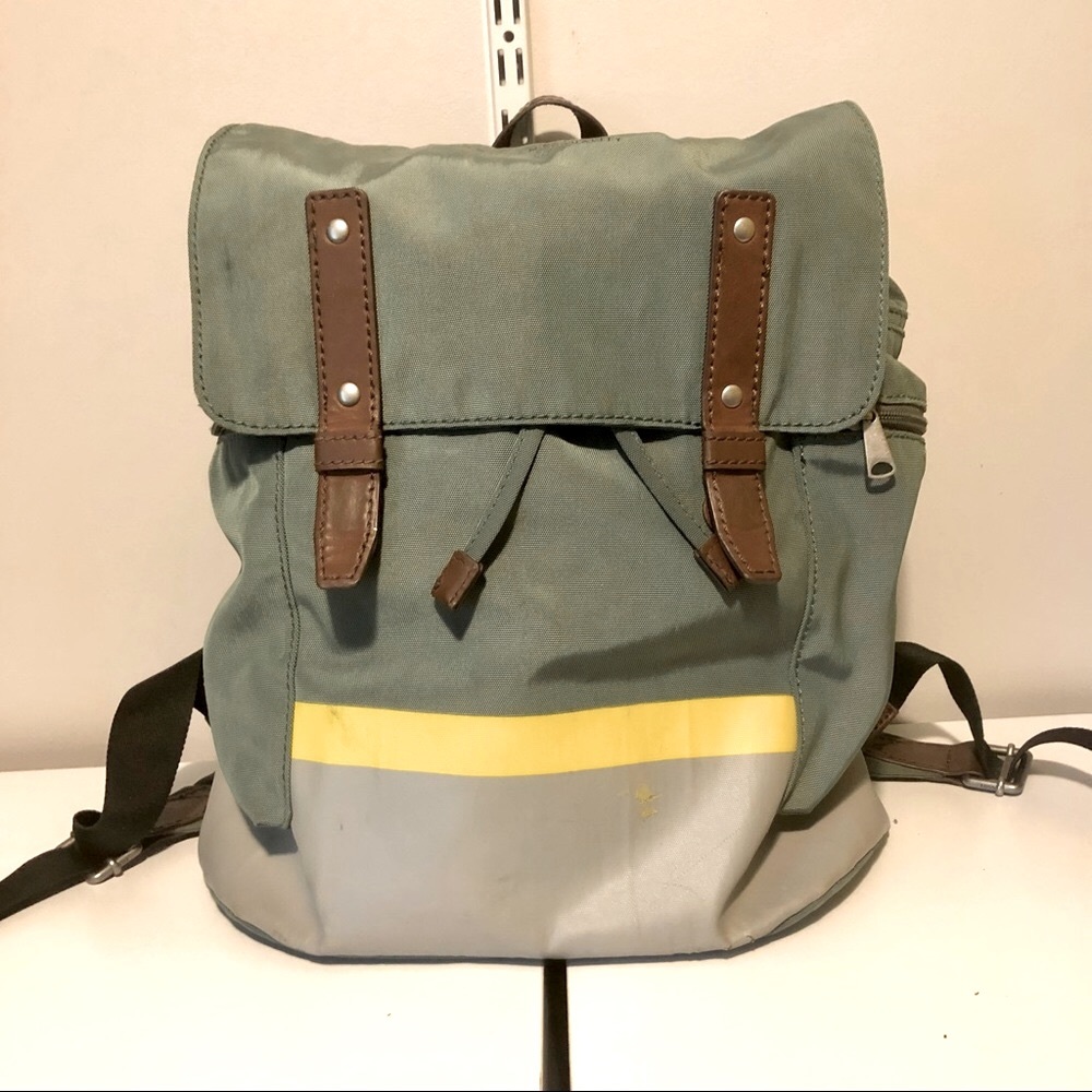 Fossil Backpack Pockets Green Brown Waterproof  👍